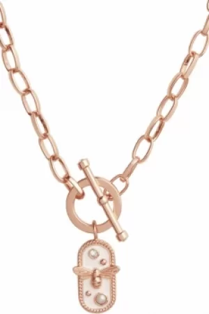 White Enamel Bee Chain Rose Gold Necklace OBJAMN80