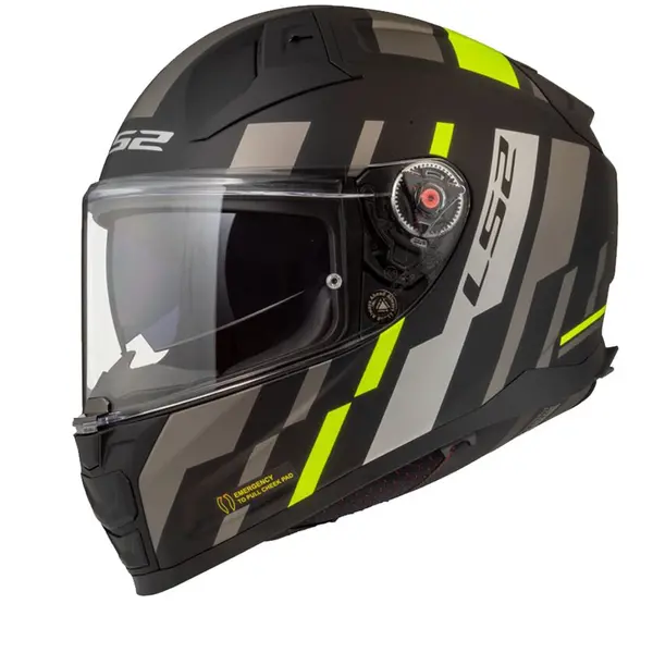 LS2 FF811 Vector II Tron M.Black H-V Yellow-06 Full Face Helmet Size S