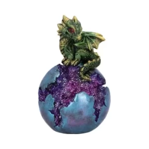 Geode Guard Green Dragon Sphere Crystal Figurine