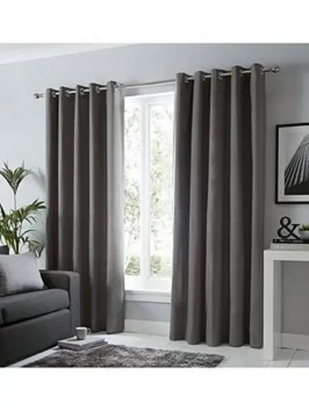 Fusion Sorbonne Lined Eyelet Curtains Natural NUW9L Unisex width: 117x137cm(46x54inches),width: 117x183cm(46x72inches),width: 168x137cm(66x54inches),w