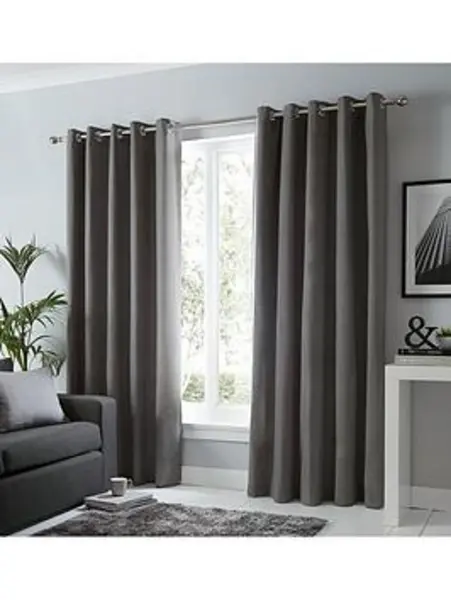 Fusion Sorbonne Lined Eyelet Curtains White NUW9L Unisex width: 229x183cm(90x72inches)