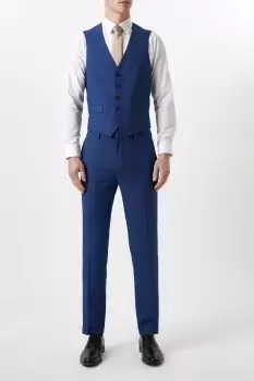 Slim Fit Blue Birdseye Waistcoat