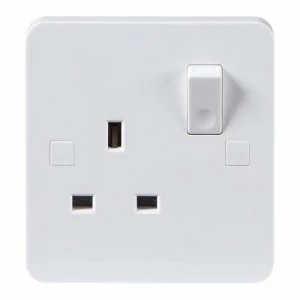 KnightsBridge Pure 9mm 13A White 1G Single 230V UK 3 Pin Switched Electric Wall Socket