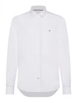 Calvin Klein Slim Fit Stretch Poplin Shirt - White, Size XL, Men