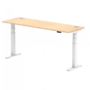 Air 1800 x 600mm Height Adjustable Desk Maple Top Cable Ports White Leg