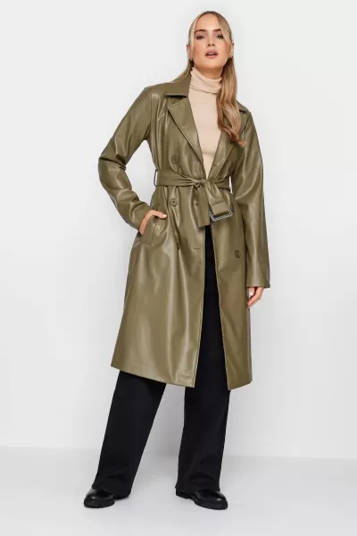 Tall Faux Leather Trench Coat