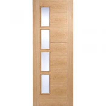 LPD Vancouver Fully Finished Oak Offset 4 Light Toughened Glazed Internal Door - 1981mm x 686mm (78 inch x 27 inch)