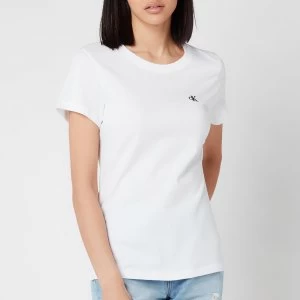 Calvin Klein Jeans Womens Embroidered Logo Slim T-Shirt - Bright White - M