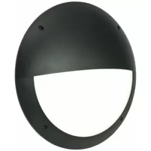 Loops - IP65 Outdoor Round Wall Ceiling Lamp Matt Black Eyelid Bulkhead 12W Daylight led