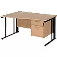 Dams International Wave Desk MCM14WLP2KB 1,400 x 725 x 800 - 990 mm