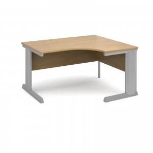 Vivo Right Hand Ergonomic Desk 1400mm - Silver Frame Oak Top