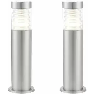 Loops - 2 pack Outdoor Post Bollard Light Marine Steel 0.5m 10W LED Driveway Path Lamp