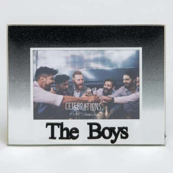 5" x 3.5" Black Glitter Glass Frame - The Boys