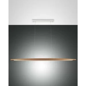 Fabas Luce Ribot LED Integrated Pendant Ceiling Light Light Oak Glass