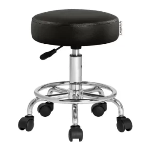 Swivel Stool Wheeled PU Work Chair Adjustable Swivelling Castors Tattoo Nail Black