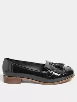 Yours Yours Wide Fit Patent Tassel Loafer Black, Size 9, Women