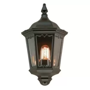 Outdoor Rated IP43 1 Bulb Half Lantern Wall Light Black LED E27 100W