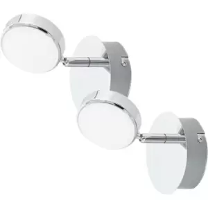 2 PACK Wall Spot Light Colour Chrome Shade Satined Plastic LED 1x5.4W Included