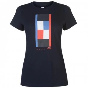 Slazenger Graphic T Shirt Ladies - Navy