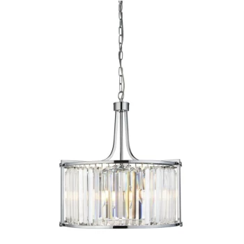 Searchlight Victoria - 5 Light Round Pendant Chrome, with Glass, E27