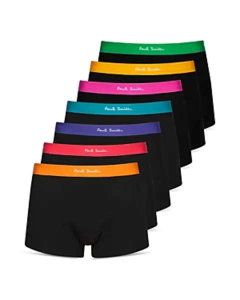 Paul Smith Cotton Blend Contrast Waistband Trunks, Pack of 7