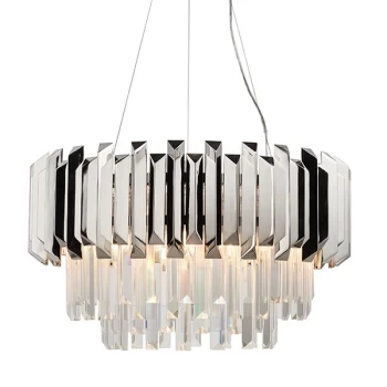 Valetta Pendant Polished Stainless Steel & Crystal (K5) Glass 6 Light Dimmable IP20 - E14