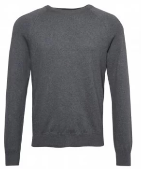 Mens French Connection Stretch Cotton Crew Neck Jumper Charcoal