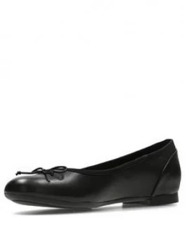 Clarks Wide Fit Couture Bloom Ballerinas - Black Leather, Size 8, Women