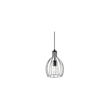 Ideal Lux Lighting - Ideal Lux Ampolla - 1 Light Ceiling Pendant Matt Black Cage Style, E27