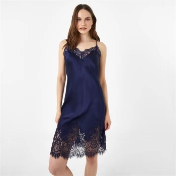 Biba BIBA Silk and Lace Chemise - Midnight