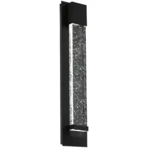 Loops - IP44 Outdoor Wall Light Black Long Bubble Glass 3.3W Built in LED Porch Lamp