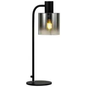 Luminosa Ghent Large Table Lamp, E27, Black, Smoke Fade Glass