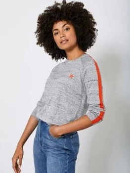 Mint Velvet Stripe Sleeve Happy Jumper - Granite