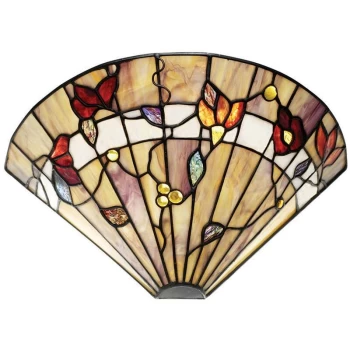 Interiors 1900 Lighting - Interiors Bernwood - 1 Light Indoor Wall Uplighter Dark Bronze with Tiffany Glass, E14