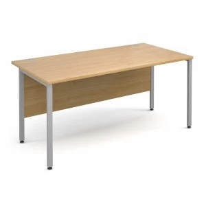 Maestro 25 SL Straight Desk 1600mm x 800mm - Silver H Frame OAK top