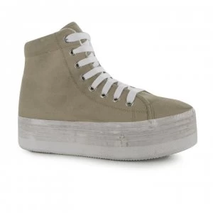 Jeffrey Campbell Play Canvas Washed Hi Tops - Natural/White