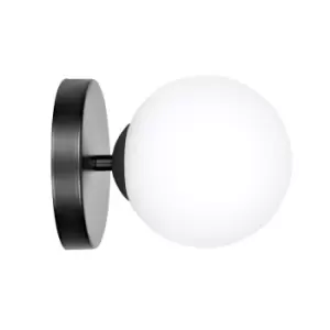 Halldor Black Globe Wall Lamp with White Glass Shades, 1x E14