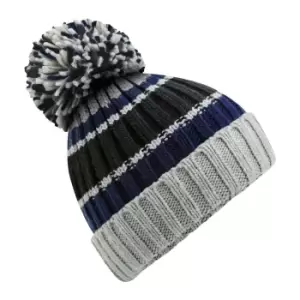 Beechfield Unisex Adult Hygge Striped Beanie (One Size) (Steel Blue)