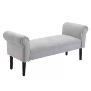 Homcom Deluxe Upholstered Linen Bench Rolled Arms Light Grey