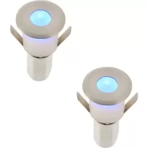 2 PACK Recessed Decking IP67 Guide Light - 1.2W Blue Light LED - Satin Nickel