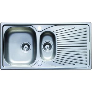 Wickes Luxe 1.5 Bowl Kitchen Stainless Steel Sink and Drainer