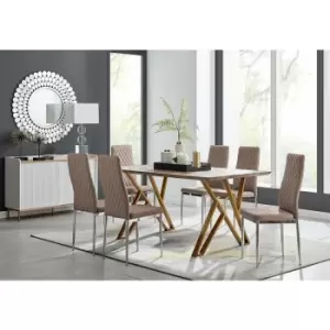 Taranto Oak Effect Dining Table and 6 Cappuccino Milan Chairs - Cappuccino