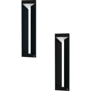 2 PACK IP54 Outdoor Bollard Light Modern Black Aluminium 10W LED Lamp Post