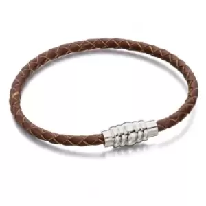 Skinny Brown Leather Magnetic Clasp Bracelet B5400