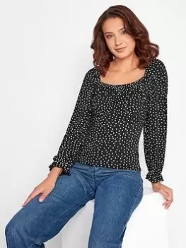 Long Tall Sally Square Neck Polka Dot Print Top - Black, Size 20, Women