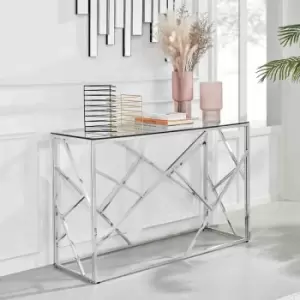 Furniture Box Amalfi Silver Chrome Console Table