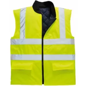 Portwest - S469 Yellow Sz L Hi-Vis Reversible Body warmer Hi-Viz Visibility - Hi-Visibility Yellow