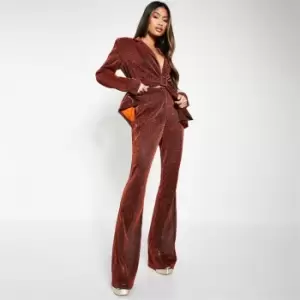 I Saw It First Glitter Tailored Straight Leg Trousers - Metallics