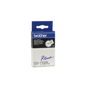 Brother TC-201 P-touch Black on White Tape 12mm x 7 7m