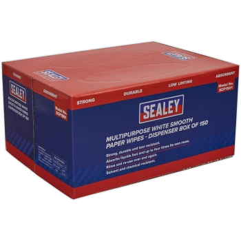 Sealey Smooth White Multi Purpose Paper Wipes Pack of 150